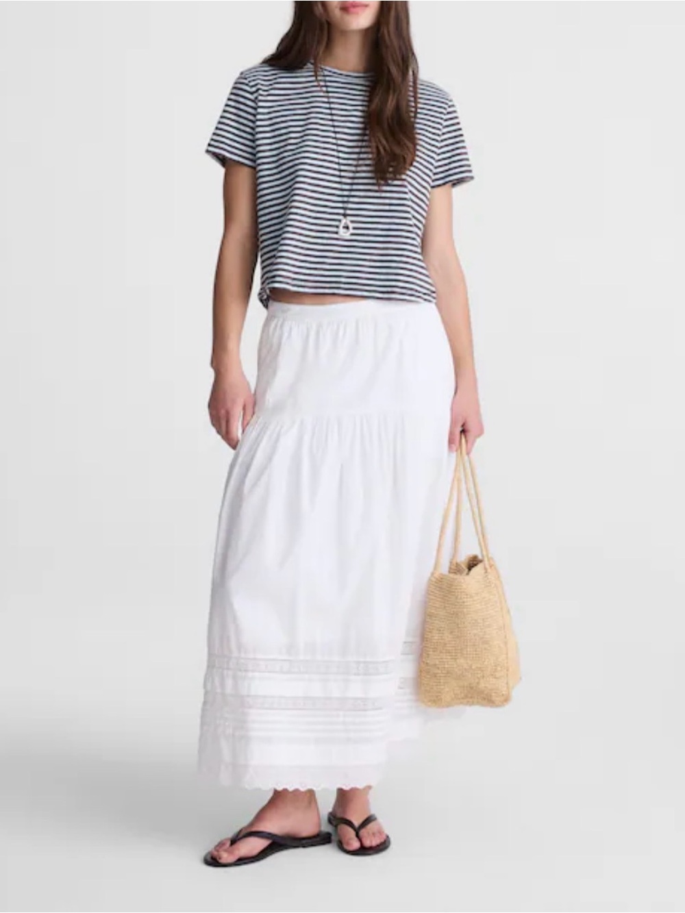 New Madewell Pintucked Midi Skirt